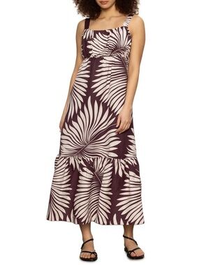 Sundance midi  Dress by Sanctuary with White Palm Print on Wine
New w tags